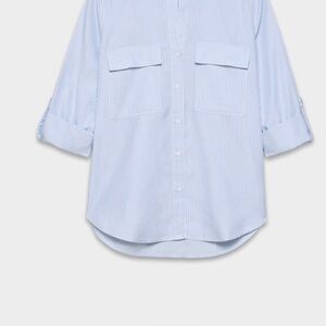 Aritzia Sky Blue Striped Casual Shirt